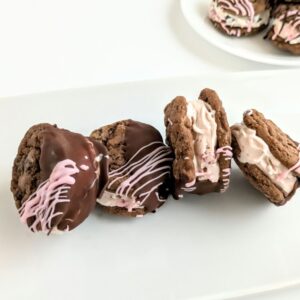 Chocolate Dipped Strawberry ​​"Double Drizzle" Ice Cream Cookie Sandwich